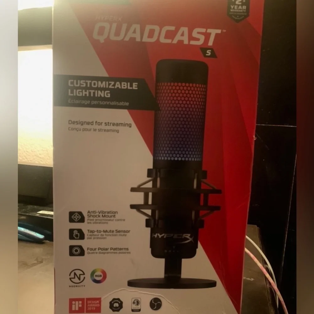 HyperX QuadCast S RGB LED USB Cardioid Microphone - Black